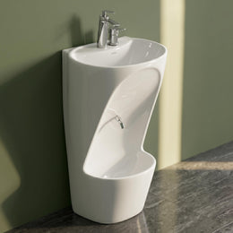 Plantex Wudu Basin/Ceramic Ablution with Leg Wash/Premium One Piece Basin/Free Standing Pedestal Basin for Bathroom (34x24x18 inch - White)