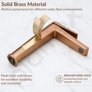 Plantex Brass Wash Basin Mixer Tap/Hot & Cold Basin Mixer Faucet/Deck Mount Pillar Spout for Bathroom Sink - Pack of 1 (APS-4604, Brushed Rose Gold)