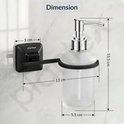 Plantex 304 Grade Stainless Steel Liquid Soap Dispenser/Frosted Glass Shampoo Dispenser/Hand Wash Dispenser/Bathroom Accessories - Squaro (Black)