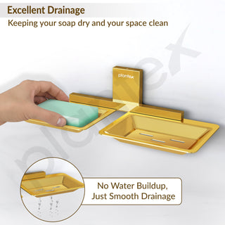 Plantex 304 Grade Stainless Steel Double Soap Stand/Dual Soap Dish/Soap Case/Soap Storage/Soap Holder for Bathroom/Bathroom Accessories - Pack of 1 (Crystal, PVD Gold)
