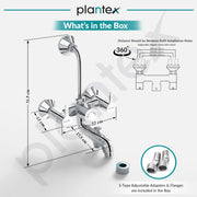 Plantex Pure Brass 3 In 1 Wall Mixer for Bathroom with L-Bend Provision for Overhead and Hand Shower/Mixer Tap for Bathroom with Water Saving Aerator and Brass Wall Flange (ORE-1421)