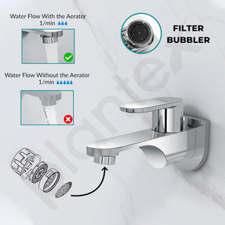 Plantex Pure Brass Bib Cock for Bathroom with Water-Saving Aerator/Wall Mount Bib Tap with Wall Flange & Teflon Tape/Tap for Bathroom (ORN-201-Chrome Finish)