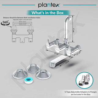 Plantex Pure Brass Wall Mixer for Bathroom 2 in 1 with L-Bend Provision for Overhead Shower/Mixer Tap for Bathroom -7 Year Warranty by Plantex -(Pac-1818-Chrome)