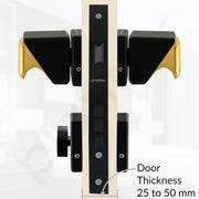Plantex Stainless Steel Main Door Knob Mortise Lock Handle/Heavy Duty Door Lock/Handle Set for Home/Office/Door Accessories (Gold & Black)