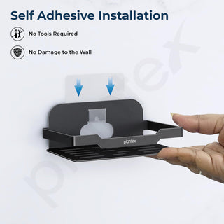 Plantex Self Adhesive Soap Dish for Bathroom/Stainless Steel Soap Holder for Washbasin/Soap Stand for Bathroom Without Drill/Bathroom Accessories - Pack of 3 (Black)