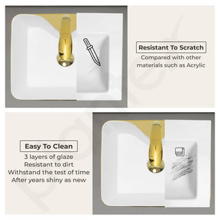 Plantex Table Top Washbasin For Bathroom/Designer Ceramic Basin/Countertop Vessel Sink Basin - Indo-European Collection (EQTT-224, 19 x 15 x 5.5 Inch)