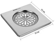 Plantex 304 Grade Stainless Steel Bathroom Drain Cover/Floor Drain/Drainage Cover/Bathroom Drain Jali (6x6 inches) - Chrome