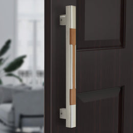 Plantex Main Door Handle/15 Inch Main Door Handle/Glass Door Handle/Wooden Door Handle/Pull-Push Door Handle/Door Accessories - Pack of 1 (S-605-Satin and Wood) - 3 Years Warranty