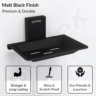 Plantex 304 Grade Stainless Steel Soap Dish/Soap Holder/Soap Stand/Soap Case/Bathroom Accessories - Crystal(Black)