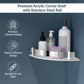 Plantex Acrylic Multipurpose Bathroom Corner Shelf/Rack/Bathroom Accessories(8 x 8 in)