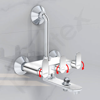 Plantex Pure Brass Wall Mixer for Bathroom 3 in 1 with L-Bend Provision for Overhead and Hand Shower with Water Saving Nozzle/ 7 Year Warranty by Plantex (ORN-219- Mirror-Chrome)