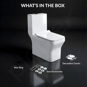 Plantex Platinum Ceramic Commode/S Trap One Piece Western Toilet/Rim Washdown Flush Commode with Soft Close Toilet Seat Cover (White)