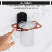 Plantex 304 Grade Stainless Steel Tumbler Holder/Tooth Brush Holder for Bathroom/Bathroom Accessories - Pack of 1 (Parv-Rose Gold & Black)