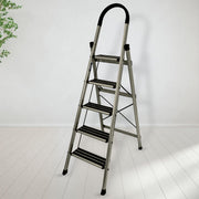 Plantex Guardex 5 Step Foldable Aluminum Ladder for Home/Ladder with Anti-Slip Shoes and Edge Guards/5 Year Manufacturer Warranty (Anodize Coated-Gold)