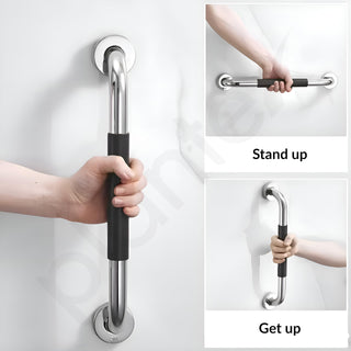 Plantex 304 Stainless Steel Grab Bar for Toilet with Grip/Anti-Slip Handle for Bathroom Support - Pack of 1 (Chrome & Black)