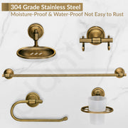 Plantex 304 Grade Stainless Steel Bathroom Accessories Set of 5 - Towel Rod/Hand Napkin Hanger for Wash Basin/Soap Case/Toothbrush Holder/Robe Hook - Niko (Brass Antique)