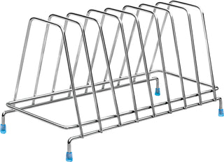 Plantex Stainless Steel Plate Rack/8 Slot Plate Stand for Kitchen Cabinet/6-Inches Dish Rack with Anti-Skid Cap Coated Leg(Pack of 1, Size-6 Inches, Slot-8)