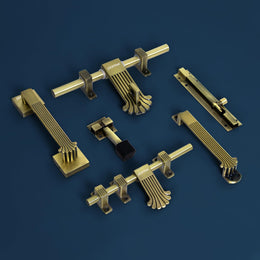 Plantex Door Kit for Single Door/Stainless Steel Door Accessories (10-inch Al-Drop,8-inch Latch,2 Handles of 8 and 7 Inch,7-inch Tower Bolt and 4-inch Door Stopper - (Brass Antique)