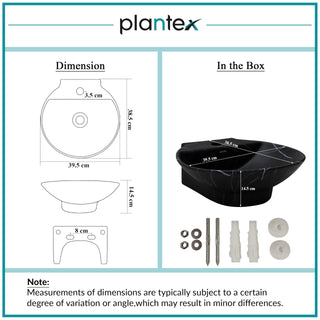 Plantex Ceramic Wall Hung Wash Basin/Wall Mount Basin for Bathroom/Washbasin Sink for Home/Office/Restaurant (Black - 15 x 15 x 5 Inch)