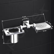 Plantex 304 Grade Stainless Steel Splash Soap and Brush Holder/Soap Dish/Toothbrush Holder/Bathroom Accessories - Chrome
