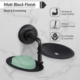 Plantex 304 Grade Stainless Steel Double Soap Holder/Soap Stand/Soap Dish for Bathroom and Wash Basin/Bathroom Accessories - Daizy (Black)