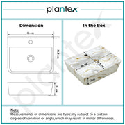 Plantex Ceramic Wash Basin for Bathroom/Square Wall Hung Basin/Bathroom Sink/Washbasin for Restaurant/Hotel (Marble Finish - 18 x 14 x 5 Inch)