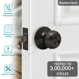 Plantex Bathroom Door Lock/Keyless Cylindrical Lock for Bathroom/Balcony/Tubular Door Knob/Handle - Pack of 1 (Without key-Glossy Black)