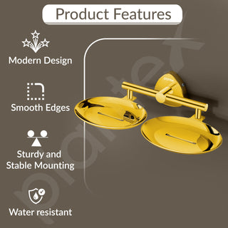 Plantex J4 Stainless Steel Double Soap Dish for Bathroom/Soap Holder for Bathroom/Wall Mounted Soap Holder/Bathroom Accessories (PVD Gold Finish) Angel