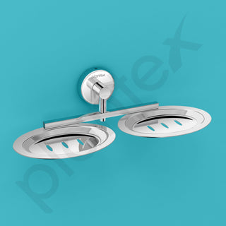 Plantex Stainless Steel Double Soap Holder for Bathroom/Soap Stand/Dual Soap Dish/Soap Storage/Bathroom Accessories - (Chrome)