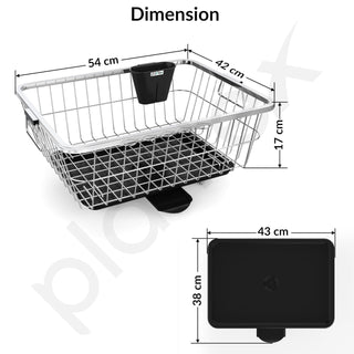 Plantex Stainless Steel Dish Drainer Basket for Kitchen Utensils/Dish Drying Rack with Drainer/Bartan Basket/Plate Stand Size - 23X9 Inch (Chrome)