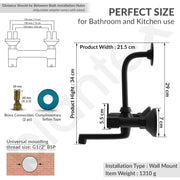 Plantex Wall Mixer for Bathroom 2 in 1 with L-Bend Connecter for Overhead Shower with Brass Spindles/Wall Mixer with Nickel Chrome Mirror Finish/Teflon Tape and Wall Flange-(Black)