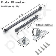 Plantex 10 Inch Hydraulic Gas Spring Stay Strut Pneumatic Lift Support with Cover/Cabinet Hinges Support/Capacity 5 KGS (50 N) - Pair of 1 (2 Pcs) (Silver)
