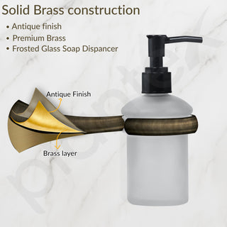 Plantex Smero Pure Brass Made Handwash Holder for Wash Basin/Liquid Soap Dispenser/Shampoo Dispenser - Contrive (Rich Antique)