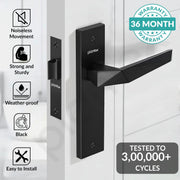 Plantex Heavy Duty Door Lock Ã¢â‚¬â€œ Bathroom Door Lock/Mortise 8inch Keyless Plate Handle Set for Home/Bathroom/Store Room/Balcony/Office with Baby Latch (8129- Z-Black)
