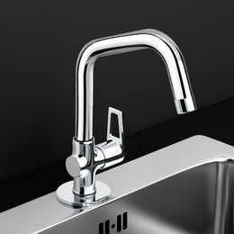 Plantex Pure Brass Sink Tap for Kitchen/Swan Neck Sink Tap for Wash Basin/360 Swivel spout with Water Saving Nozzle Nal Taps - Pack of 1 (Chrome)