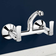 Plantex Sink Cock for Kitchen Sink/360 Degree Rotating with Foam Flow/Wall Mount Swan Neck with Wall Flange and Teflon Tape - Pack of 1 (Chrome, 3523)