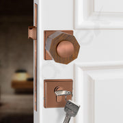 Plantex Heavy Duty Door Lock/Stainless Steel and Wooden Main Door Mortise Lock Handle/Handle Set for Home/Office/Door Accessories (Rose Gold, Wooden)