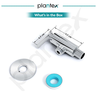 Plantex Pure Brass Angle Valve for Bathroom with Teflon tape & Brass Wall Flange/Angle Cocke for Bathroom -[BAL-505-Chrome]