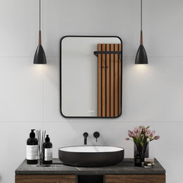 Plantex Aluminium Frame Bathroom Mirror for Wall/Wall Mount Mirror for Bedroom/Dressing Room/Living Room/Entryway - Shatterproof Mirror (18x24 Inch-Brushed Black/Rectangle)