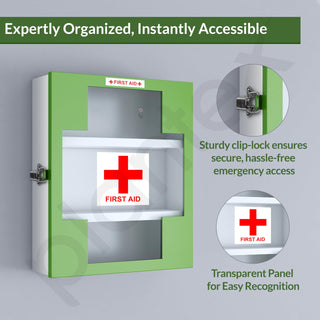 Plantex First Aid Box/Medical Box/Emergency First Aid Kit Box Without Key/Medicine Storage Box for Home, School & Office with Multi Compartment - (Green & White)