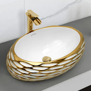 Plantex Table Top Wash Basin For Bathroom/Designer Ceramic Basin/Countertop Vessel Sink Basin - Indo-European Collection (EQTT-593, 23.5 x 15 x 7 Inch)