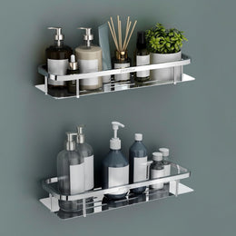 Plantex Stainless Steel 304 Bathroom Shelf for Wall/Bathroom Racks and Shelves/Bathroom Organizer & Accessories/Kitchen Rack/Kitchen Shelves- Pack of 2 (15X5 Inches-Chrome Finish)