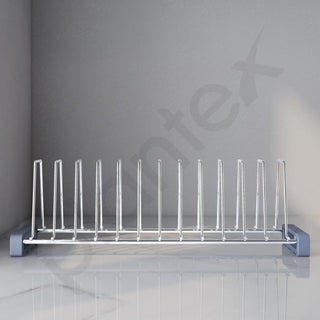 Plantex Premium-Grade Stainless Steel Plate Stand for Kitchen/10 SlotPlate Oraganizer for Kitchen Cabinet/Dish Rack Stand with Anti-Scratch Base(Size-6Inches, Slot- 10, Pack of 1)
