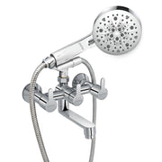 Plantex Telephonic Brass Wall Mixer for Bathroon 2 in 1/Hand Shower 8 Modes/1.5 mtr. Hose Pipe with Self Adhesive Bracket/Bathroom Accessories
