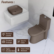 Plantex Ceramic One Piece Commode with Washbasin/Rimless Western Toilet/Bathroom Wash Basin/S Trap Commode for Bathroom - (Choco)