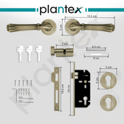 Plantex Main Door Lock/Mortise Lock for Door with 3 Years of Warranty - Robust Door Lock for Home with Brass Lock Body & Cylinder(7117 - Brass Antique)