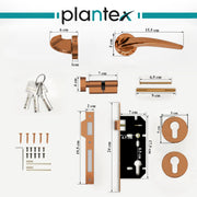 Plantex Door Lock for Home/Main Door Lock Set/Mortise Lock Set with Brass Lock Body & Cylinder - 3 Years of Warranty (7128, PVD Choco)