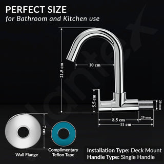 Plantex Kitchen Taps for Home Sink with Water Saving Nozzle/Kitchen Tap/High Arc 360° Swivel Spout for Sink Tap with Brass Wall Flange -(Pac-1810-Chrome)