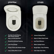 Plantex Platinum Ceramic Wall Hung Western Commode/Rimless Washdown Commode for Toilet/Western Toilet With Soft Close Toilet Seat - P Trap (Thunder)