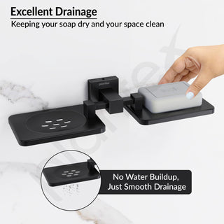 Plantex 304 Grade Stainless Steel Double Soap Holder Stand for Bathroom and Wash Basin/Bathroom Accessories - Splash (Black)